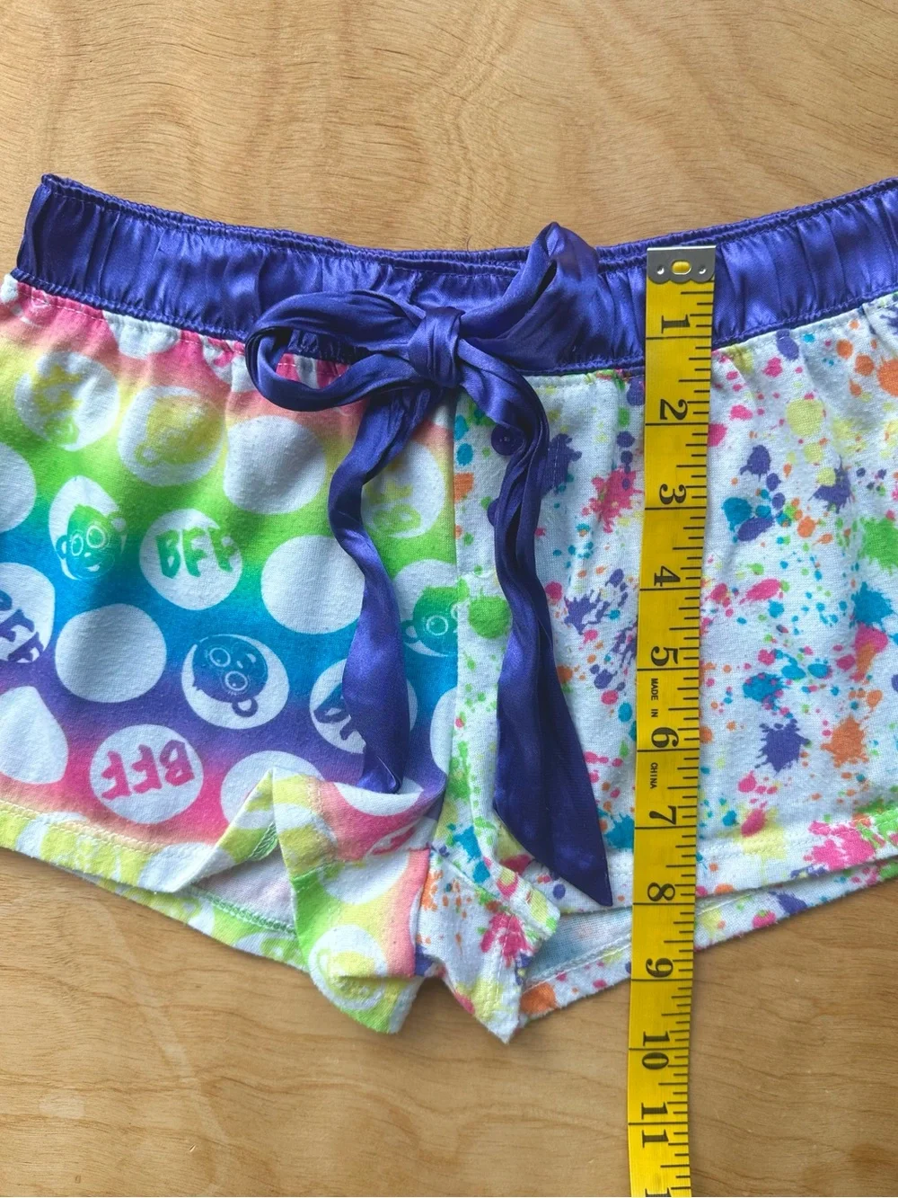 Y2K Justice Sleep Shorts 6/7 Rainbow BFF Pajama Lounge Shorts Coquette Kawaii